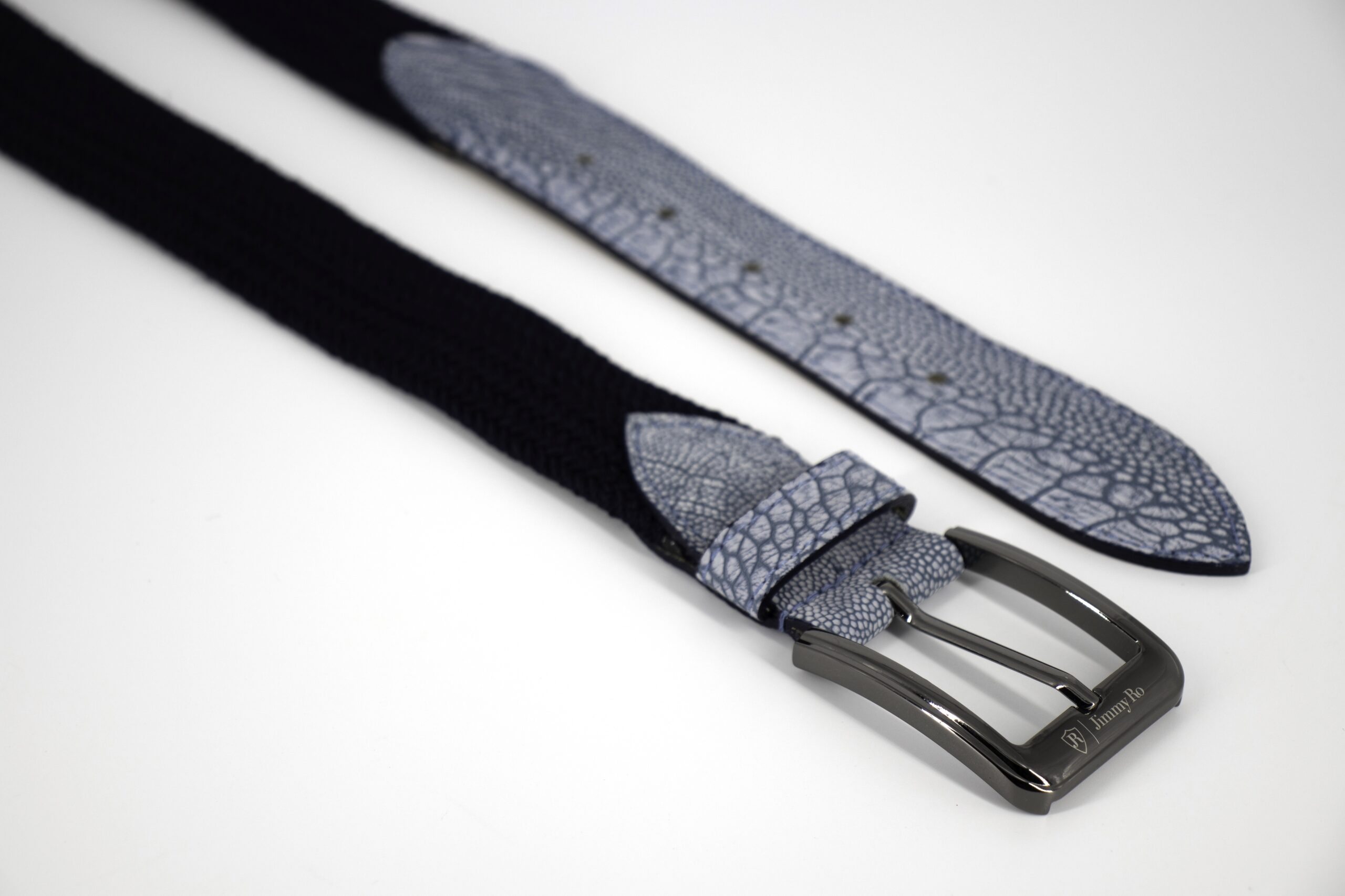 Premium Webbed Belt - Navy / Jean Ostrich